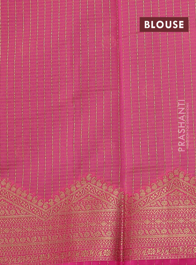 Banarasi semi dupion saree dual shade of purple and magenta pink with thread & zari woven buttas and thread & zari woven border