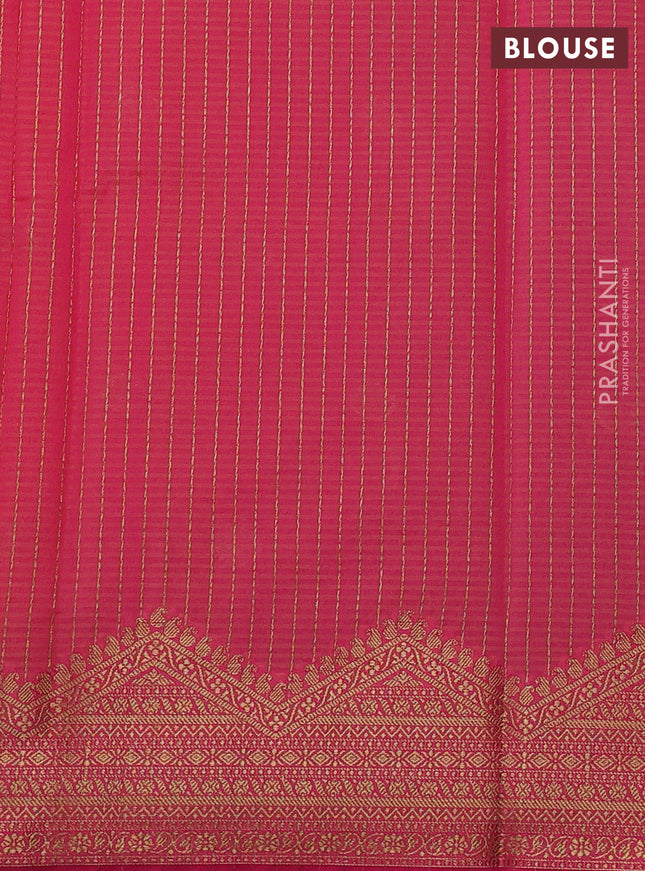 Banarasi semi dupion saree sunset orange and pink with thread & zari woven buttas and thread & zari woven border