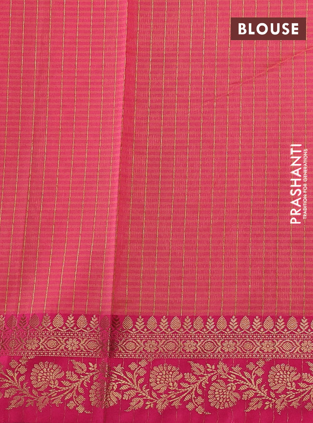 Banarasi semi dupion saree dual shade of mustard yellow and pink with allover zari woven buttas and zari woven border