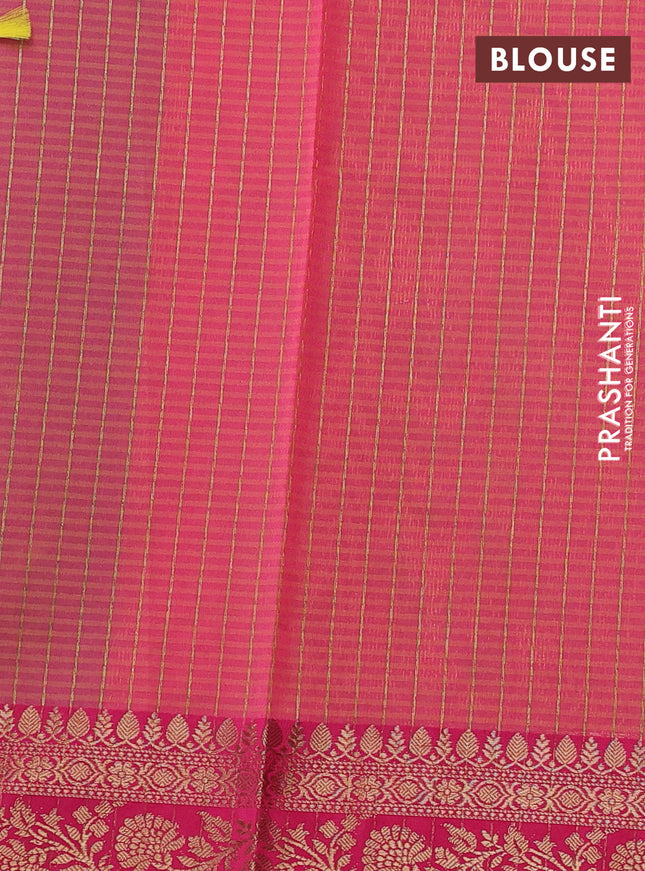 Banarasi semi dupion saree green and magenta pink with allover zari woven buttas and zari woven border