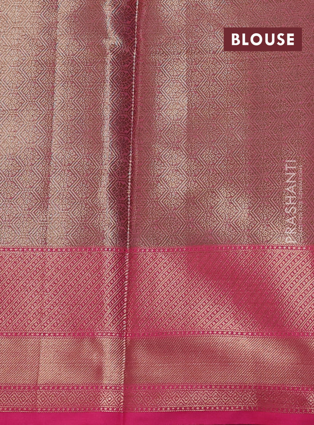 Banarasi semi dupion saree pastel pink and pink with thread & zari woven buttas and zari woven border