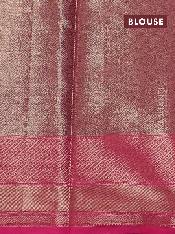Banarasi semi dupion saree pastel pink and pink with thread & zari woven buttas and zari woven border