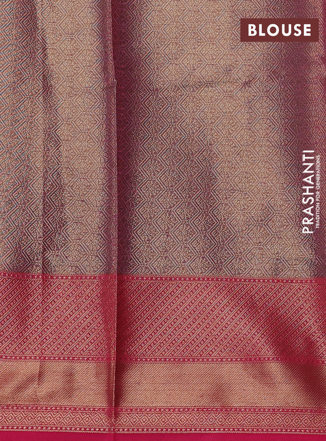 Banarasi semi dupion saree dual shade of maroon and pink with thread & zari woven buttas and zari woven border