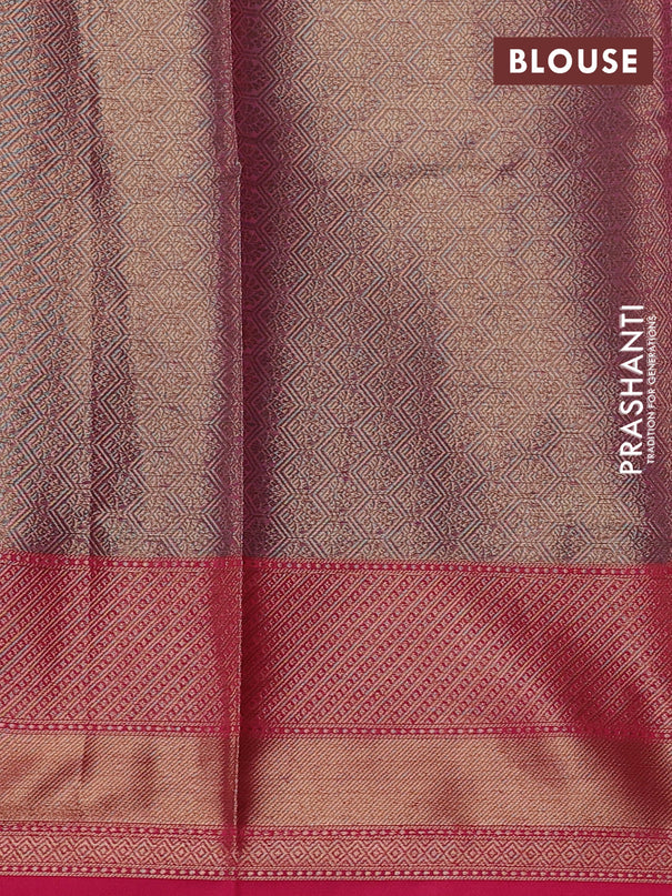 Banarasi semi dupion saree dual shade of maroon and pink with thread & zari woven buttas and zari woven border
