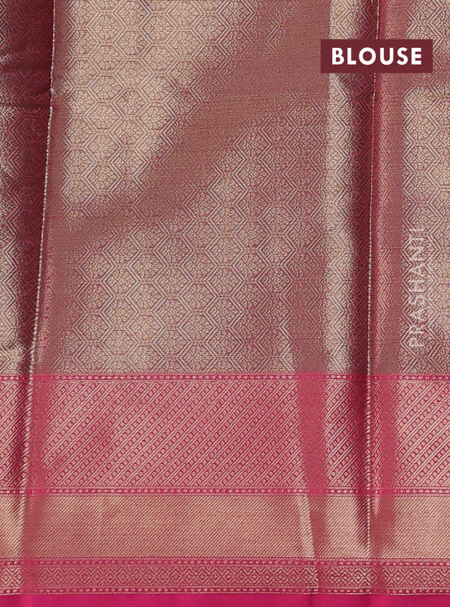 Banarasi semi dupion saree purple and pink with thread & zari woven buttas and zari woven border