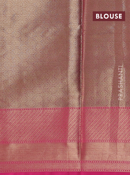 Banarasi semi dupion saree green and pink with thread & zari woven buttas and zari woven border