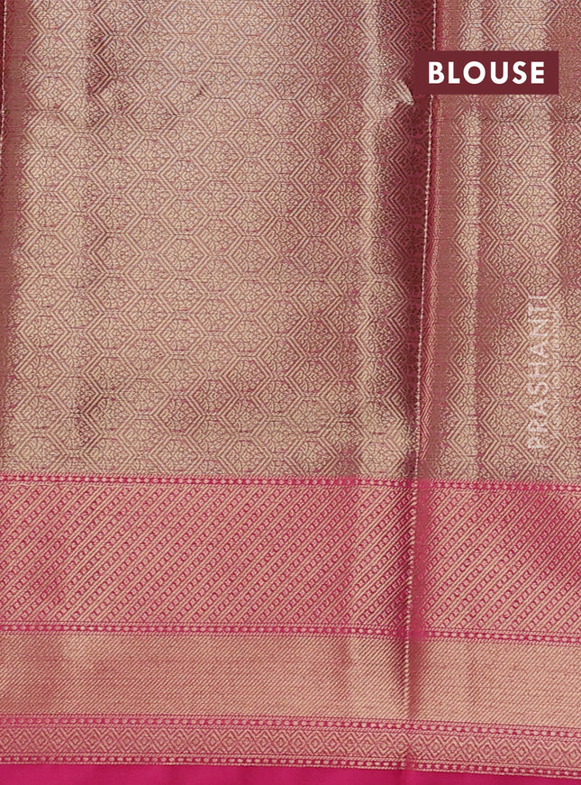 Banarasi semi dupion saree mustard yellow and pink with thread & zari woven buttas and zari woven border
