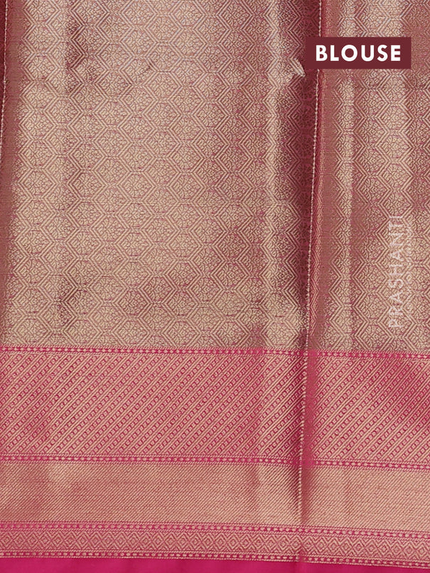 Banarasi semi dupion saree mustard yellow and pink with thread & zari woven buttas and zari woven border
