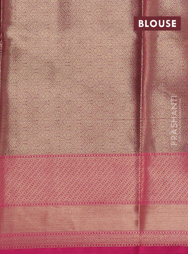 Banarasi semi dupion saree black and pink with thread & zari woven buttas and zari woven border