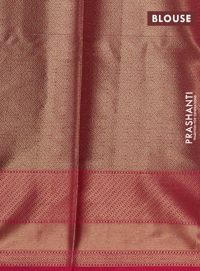 Banarasi semi dupion saree mehendi green and pink with thread & zari woven buttas and zari woven border