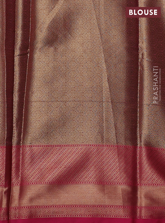 Banarasi semi dupion saree dual shade of purple green and pink with thread & zari woven buttas and zari woven border