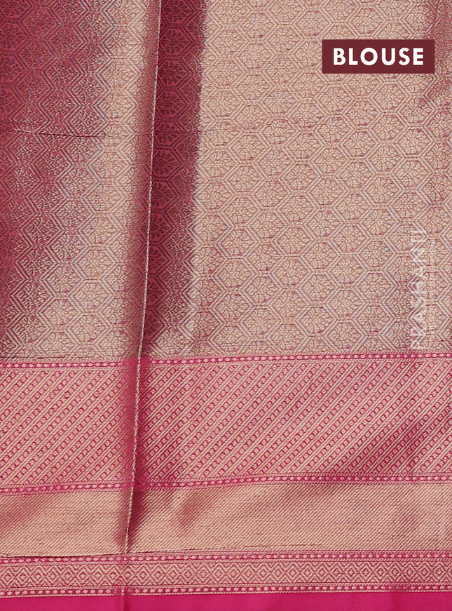 Banarasi semi dupion saree magenta pink and pink with thread & zari woven buttas and zari woven border
