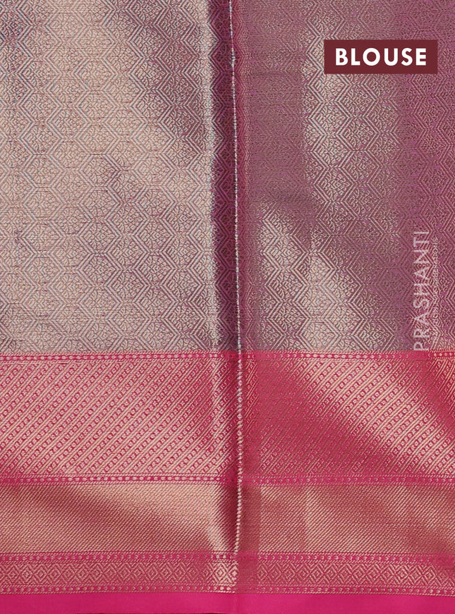 Banarasi semi dupion saree maroon and pink with thread & zari woven buttas and zari woven border
