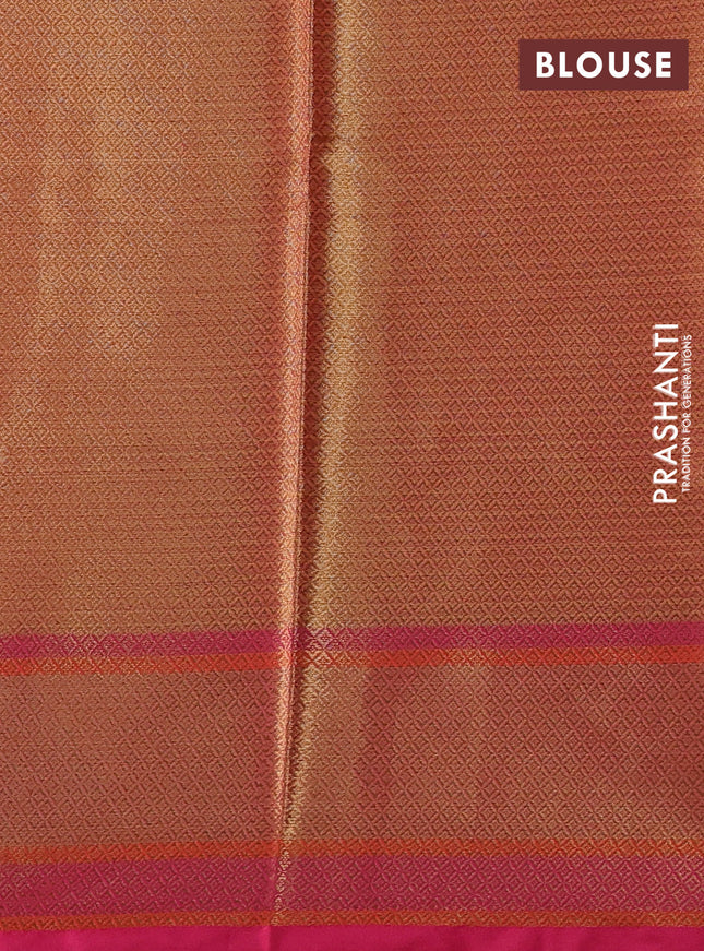 Banarasi semi dupion saree dual shade of pink and pink with floral thread & zari woven buttas and floral design paithani border