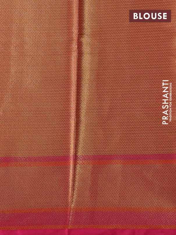 Banarasi semi dupion saree dual shade of pink and pink with floral thread & zari woven buttas and floral design paithani border