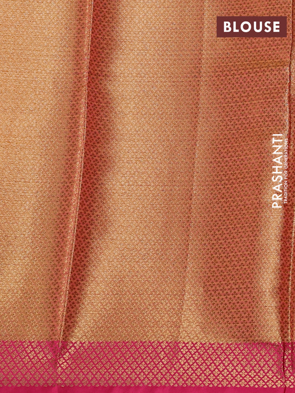 Banarasi semi dupion saree mustard yellow and pink with thread & zari woven buttas and zari woven border