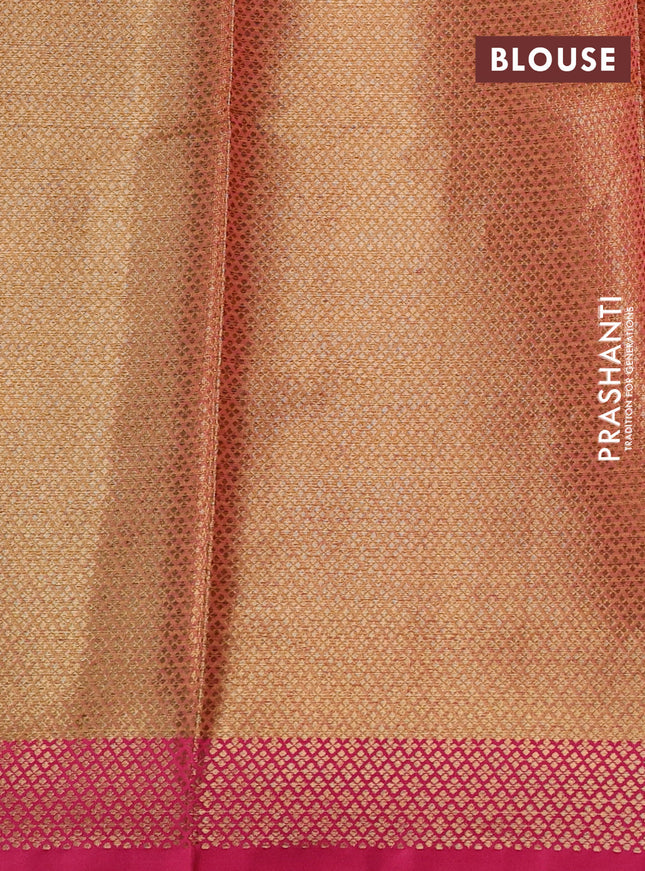 Banarasi semi dupion saree dual shade of bluish green with thread & zari woven buttas and zari woven border