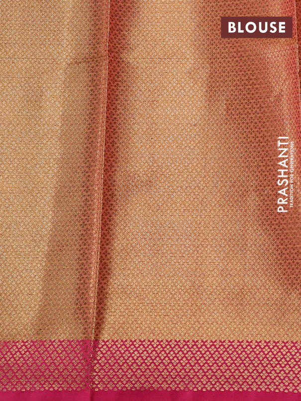 Banarasi semi dupion saree dual shade of bluish green with thread & zari woven buttas and zari woven border