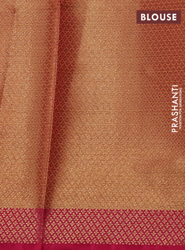 Banarasi semi dupion saree dual shade of pinkish orange and pink with thread & zari woven buttas and zari woven border
