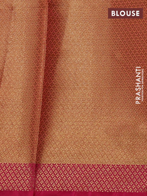 Banarasi semi dupion saree dual shade of pinkish orange and pink with thread & zari woven buttas and zari woven border