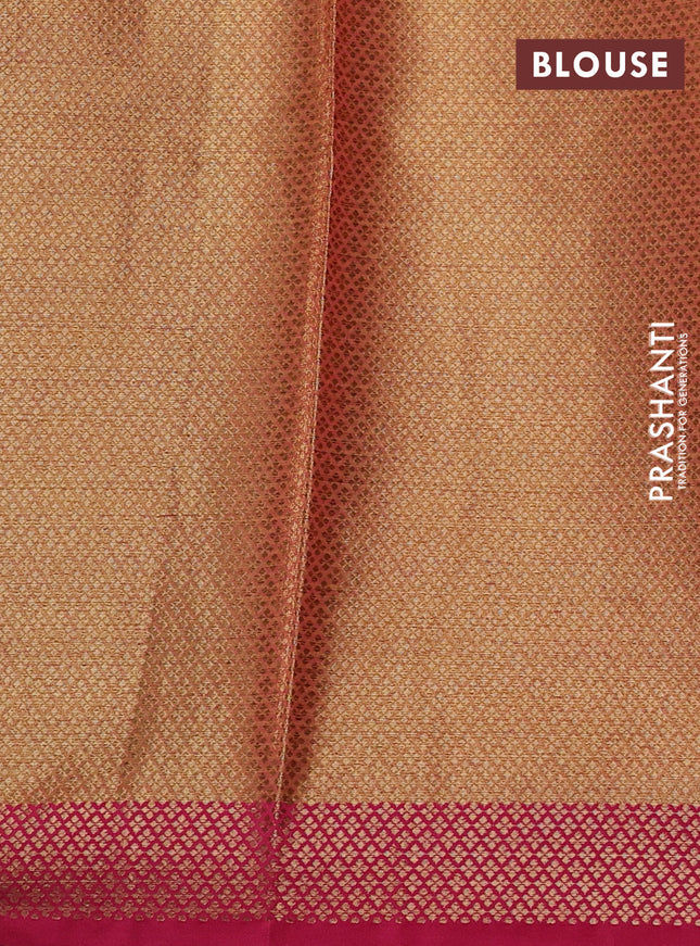 Banarasi semi dupion saree dual shade of greenish purple and pink with thread & zari woven buttas and zari woven border