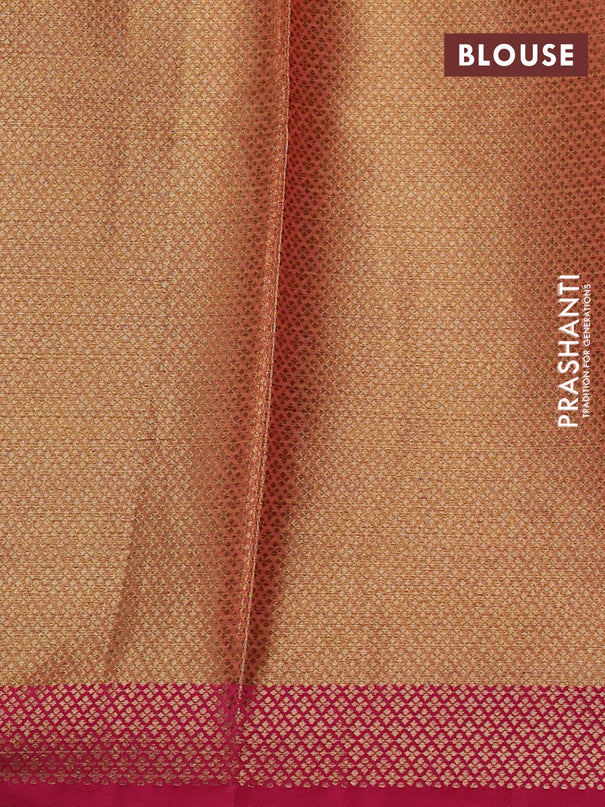 Banarasi semi dupion saree dual shade of greenish purple and pink with thread & zari woven buttas and zari woven border