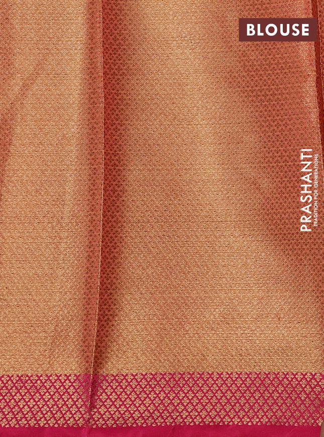 Banarasi semi dupion saree sunset orange and pink with thread & zari woven buttas and zari woven border