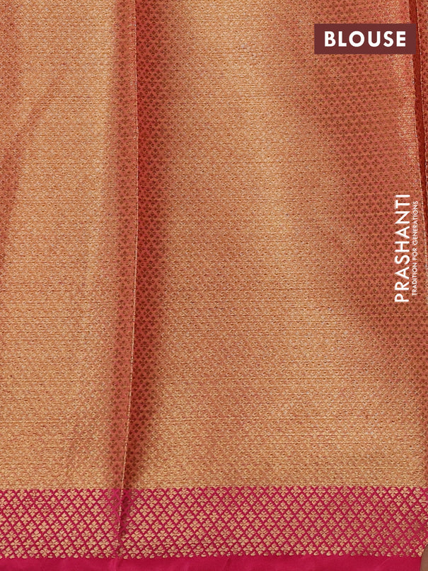 Banarasi semi dupion saree sunset orange and pink with thread & zari woven buttas and zari woven border