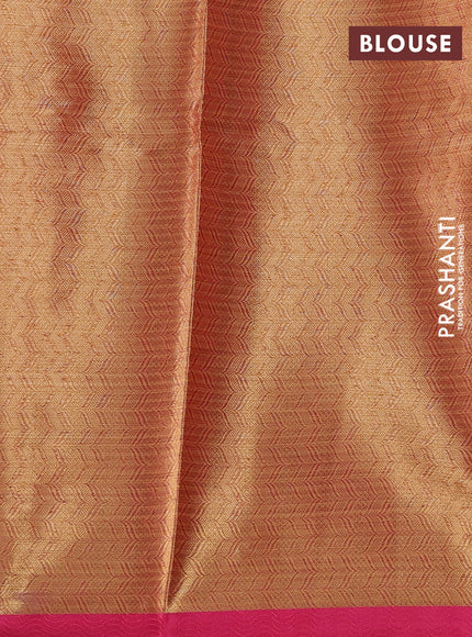 Banarasi semi dupion saree sunset orange and pink with thread & zari woven buttas and zari woven border