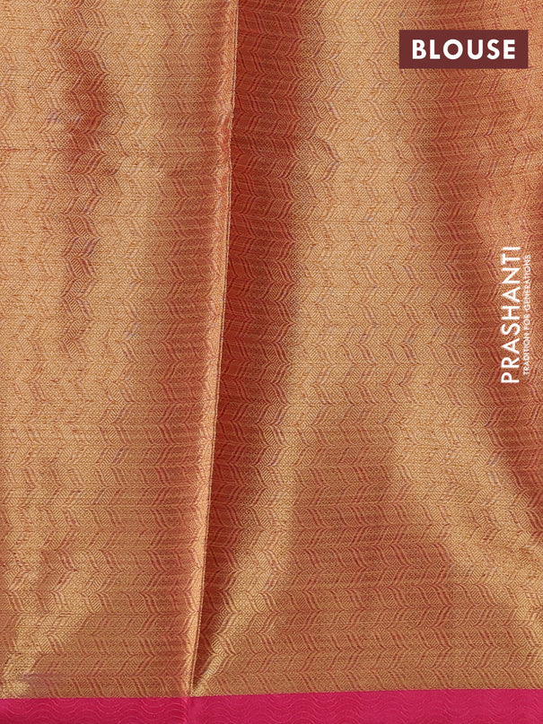 Banarasi semi dupion saree sunset orange and pink with thread & zari woven buttas and zari woven border