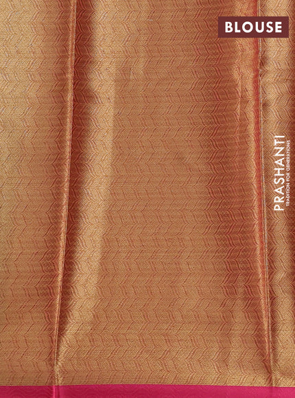Banarasi semi dupion saree dual shade of bluish green and pink with thread & zari woven buttas and zari woven border