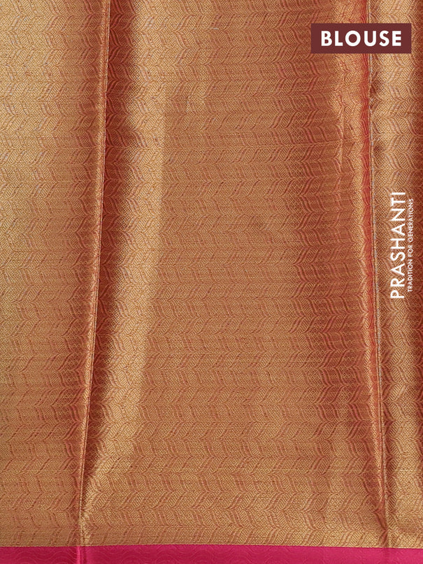 Banarasi semi dupion saree dual shade of bluish green and pink with thread & zari woven buttas and zari woven border