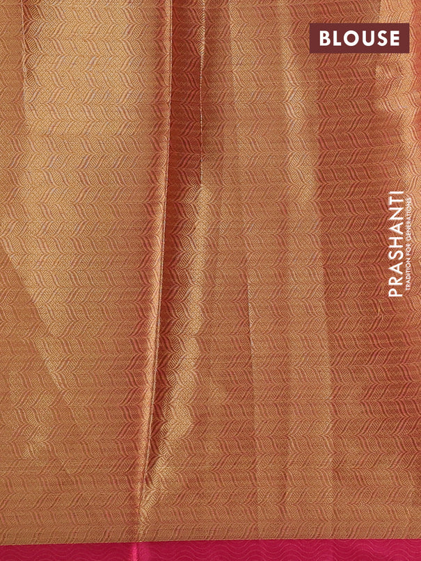 Banarasi semi dupion saree mustard yellow and pink with thread & zari woven buttas and zari woven border