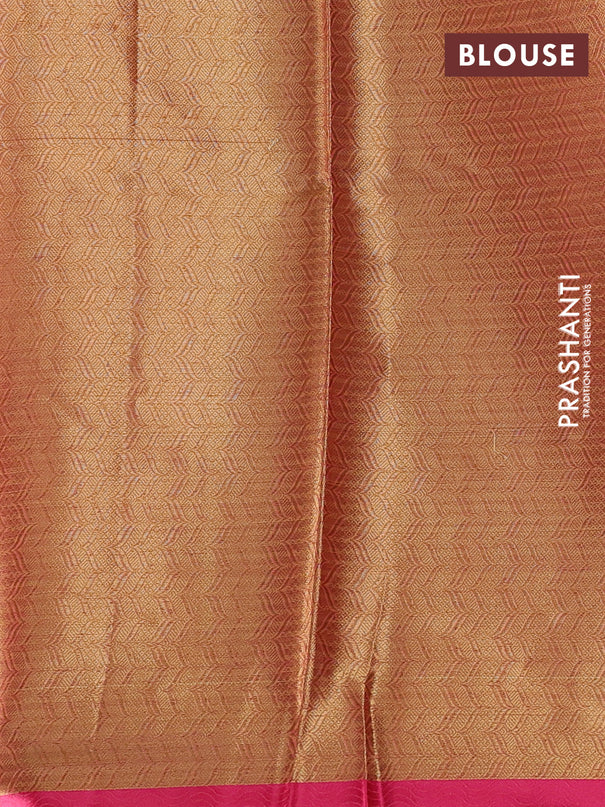 Banarasi semi dupion saree dual shade of pink and pink with thread & zari woven buttas and zari woven border
