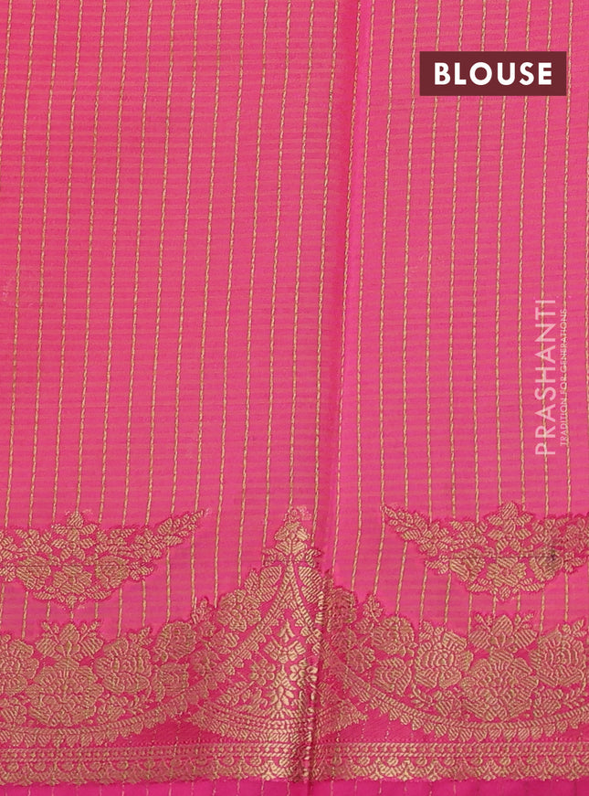 Banarasi semi dupion saree sunset orange and pink with thread & zari woven buttas and zari woven border