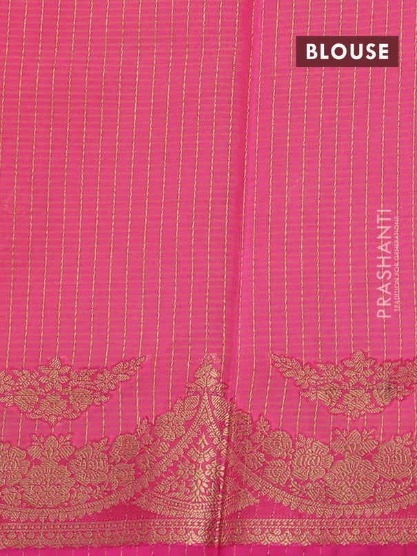 Banarasi semi dupion saree sunset orange and pink with thread & zari woven buttas and zari woven border