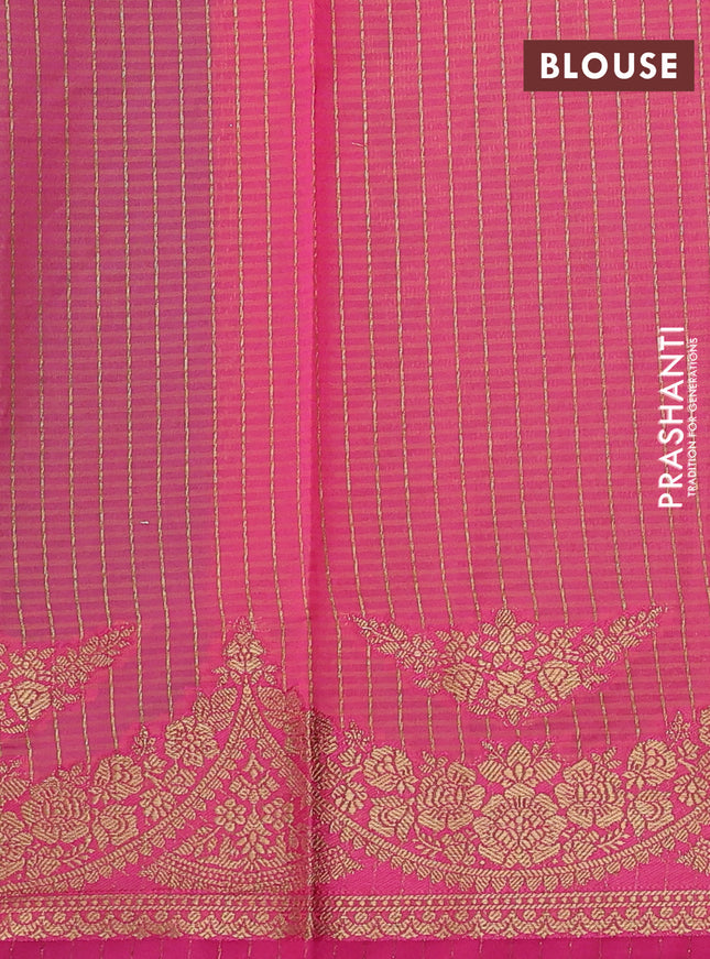 Banarasi semi dupion saree dual shade of bluish green and pink with thread & zari woven buttas and zari woven border