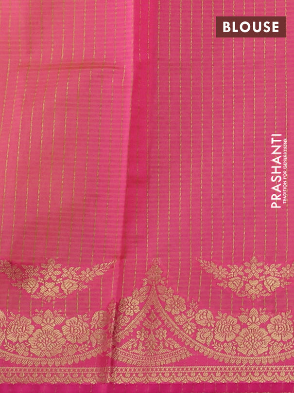 Banarasi semi dupion saree mustard yellow and pink with thread & zari woven buttas and zari woven border