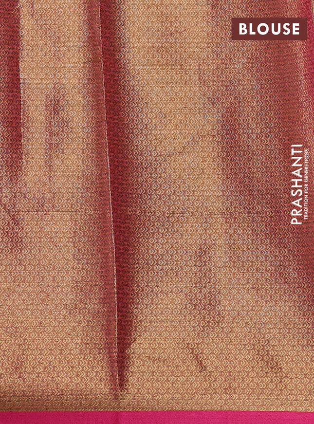 Banarasi semi dupion saree pink with thread & zari woven buttas and thread woven border