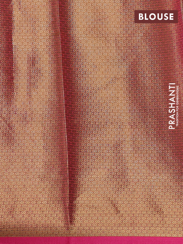 Banarasi semi dupion saree pink with thread & zari woven buttas and thread woven border