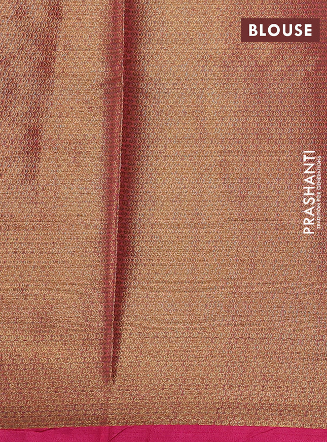 Banarasi semi dupion saree mustard yellow and pink with thread & zari woven buttas and thread woven border