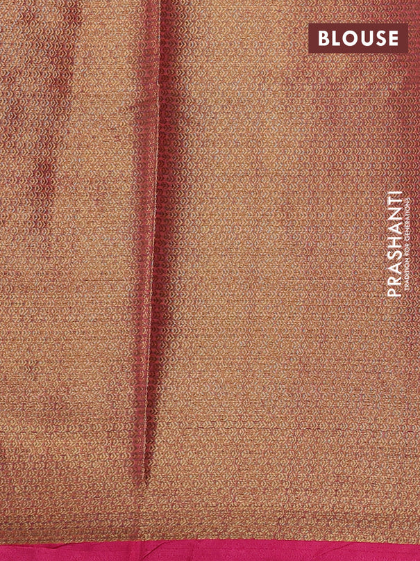 Banarasi semi dupion saree mustard yellow and pink with thread & zari woven buttas and thread woven border