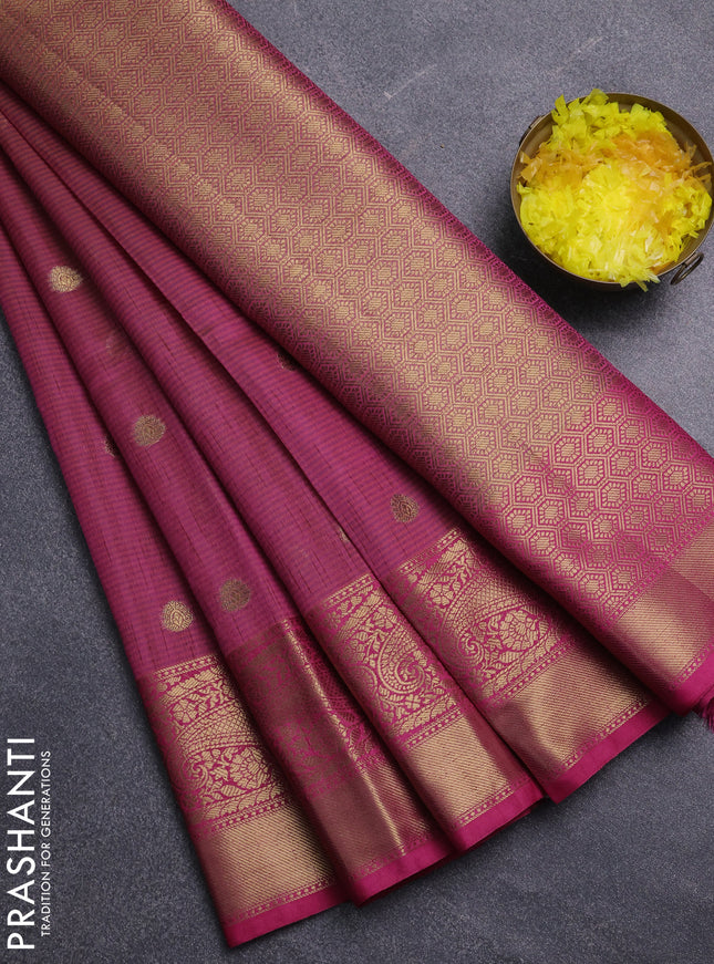 Banarasi semi dupion saree dual shade of pink and pink with thread & zari woven buttas and zari woven border