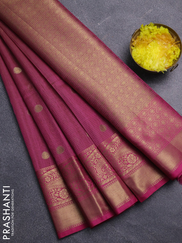 Banarasi semi dupion saree dual shade of pink and pink with thread & zari woven buttas and zari woven border