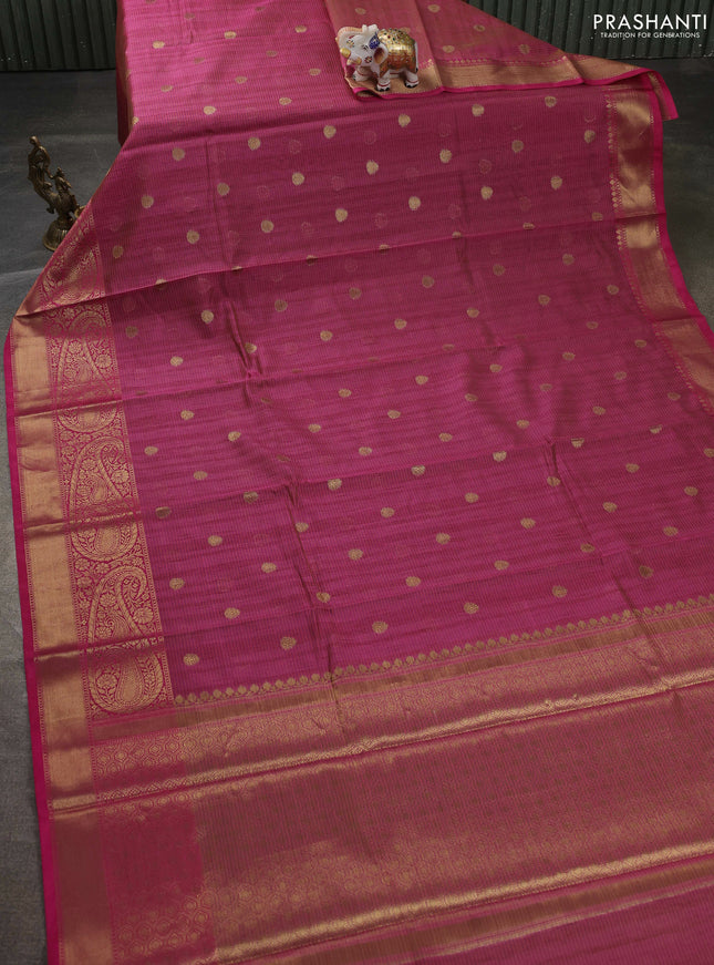 Banarasi semi dupion saree dual shade of pink and pink with thread & zari woven buttas and zari woven border