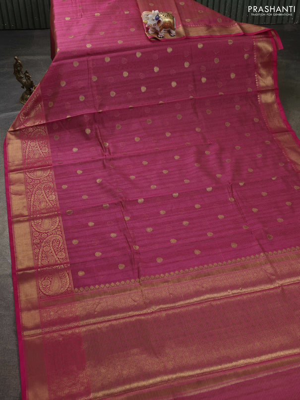 Banarasi semi dupion saree dual shade of pink and pink with thread & zari woven buttas and zari woven border
