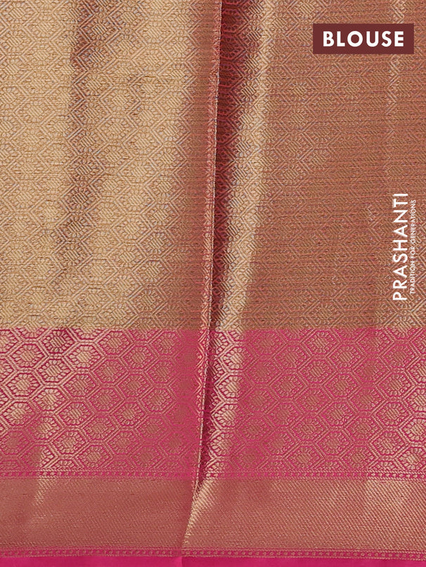 Banarasi semi dupion saree mustard yellow and pink with thread & zari woven buttas and zari woven border