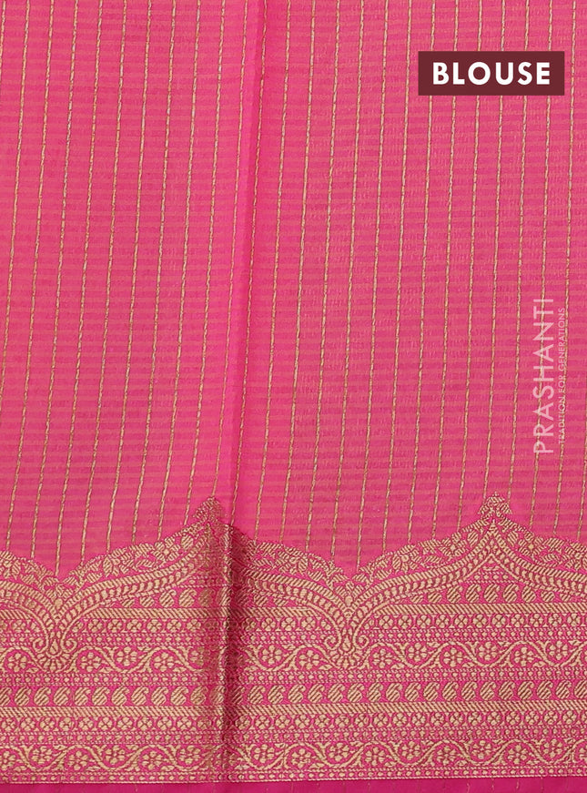 Banarasi semi dupion saree sunset orange and pink with thread & zari woven buttas and zari woven border