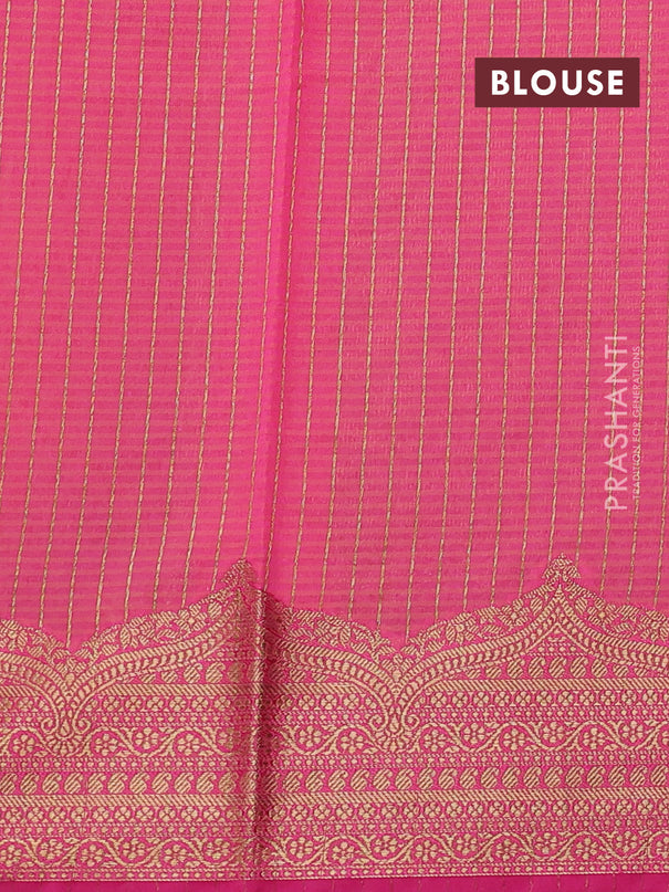 Banarasi semi dupion saree sunset orange and pink with thread & zari woven buttas and zari woven border