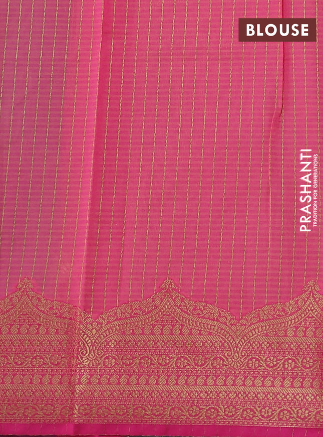 Banarasi semi dupion saree dual shade of greenish blue and pink with thread & zari woven buttas and zari woven border